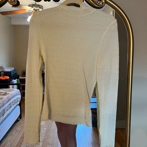 White Long Sleeve Textured Top
